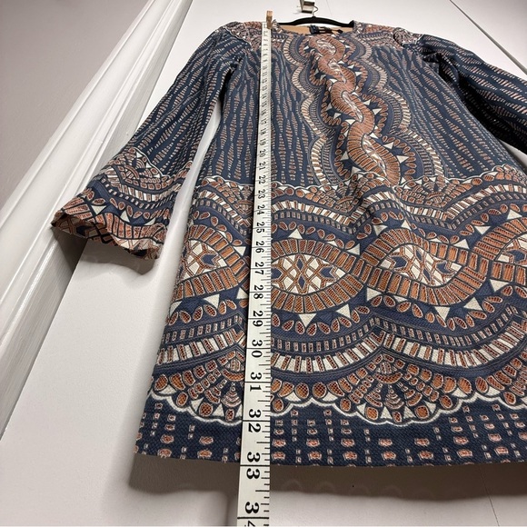 BCBG Maxazria - Alina Mini Shift Dress - Boho Long Bell Sleeves - XS - Picture 10 of 11